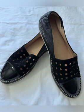 Hispanitas Maiko leather Chica black slip-on comfort flat loafer Sz 11